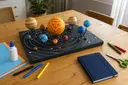 Maqueta escolar del sistema solar compartida en una historia familiar