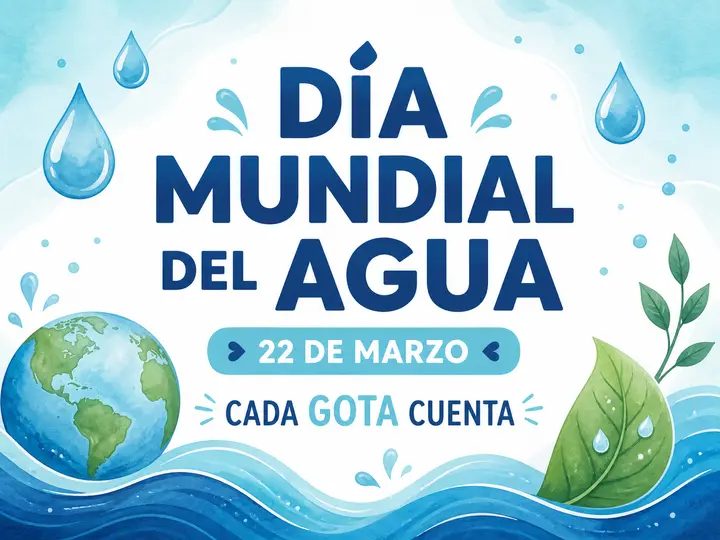 Cartel del D&iacute;a Mundial del Agua: 22 de marzo, cada gota cuenta